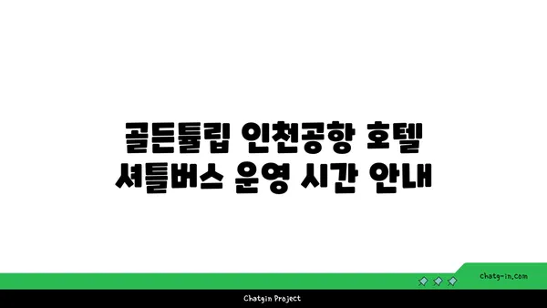 골든튤립 인천공항 호텔 셔틀버스 위치와 숙박 후기