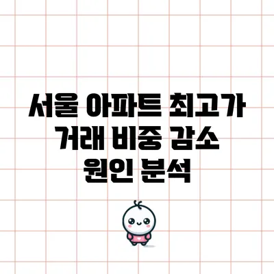 서울 아파트 최고가 거래 비중 감소 원인 분석
