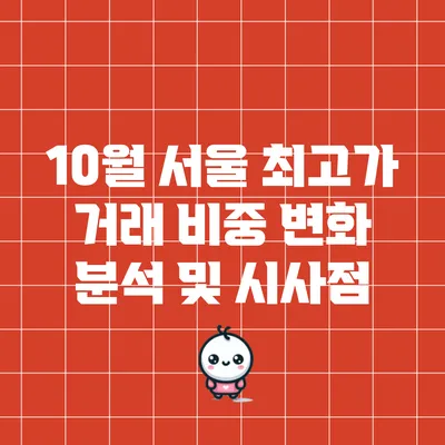 10월 서울 최고가 거래 비중 변화 분석 및 시사점