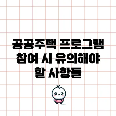 공공주택 프로그램 참여 시 유의해야 할 사항들
