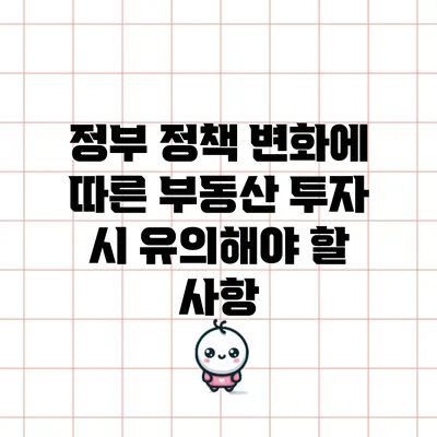 정부 정책 변화에 따른 부동산 투자 시 유의해야 할 사항